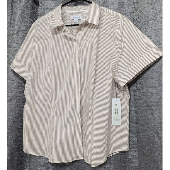 Liz Claiborne Short Sleeve Button Down Women's Plus‎ 2XL Striped NWT - Picture 1 of 8